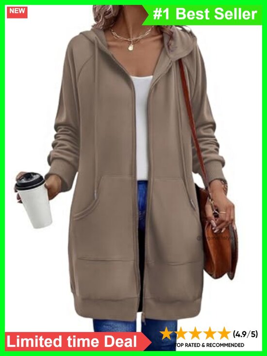 Other - Women's Zip Up Hoodie Long Sleeve Tunic Sweatshirt Oversized